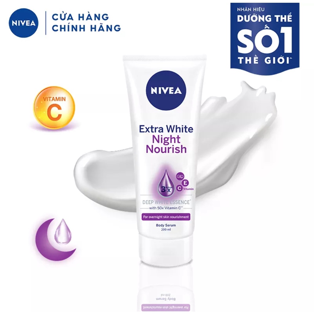 Tinh chất dưỡng thể dưỡng trắng Nivea ban đêm 180ml