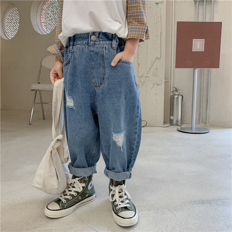 [Q106] Quần jean baggy xước sz 80-130