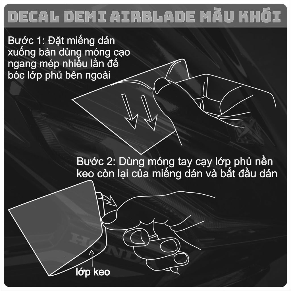 Miếng dán DEMI AIRBLADE màu KHÓI chống trầy xước XI NHAN HONDA AIRBLADE