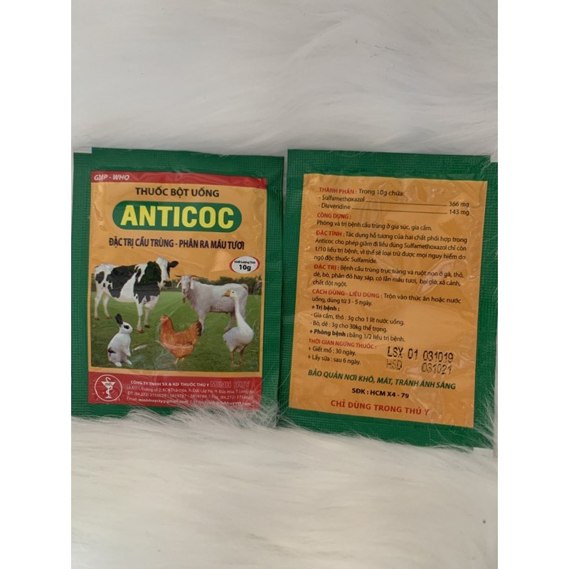 10 gói Anticoc 10g - Cầu trùng gia cầm, gia súc, thỏ