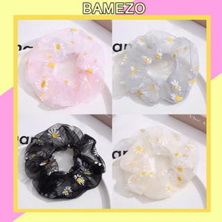 Dây chun buộc tóc bamezo chất vải scrunchies hoa cúc hot trend SC02