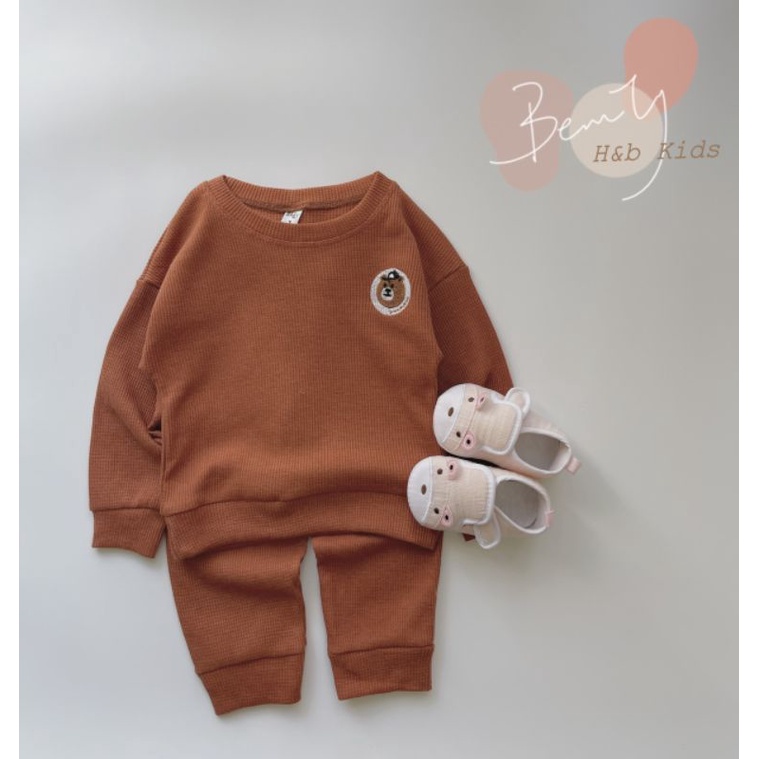 Bộ Dài Tay Chất Tổ Ong 3 Màu Cực Đẹp Cho Bé Trai Bé Gái