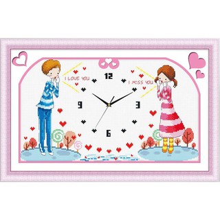Tranh Thêu Chữ Thập ĐỒNG HỒ I Miss You RY8623 (KHÁCH TỰ THÊU) KT:52X47CM