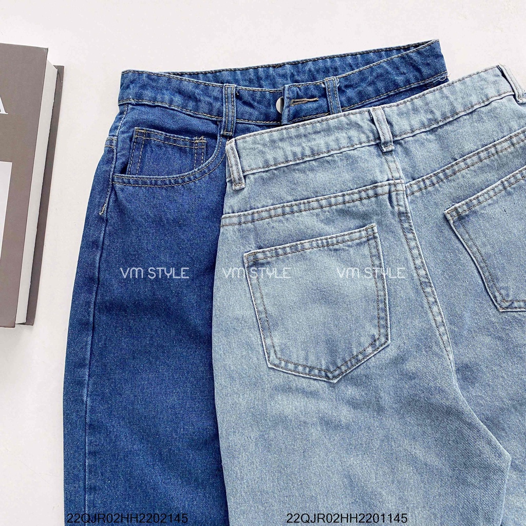 Quần jean ống rộng trơn lai thường VM STYLE, quần bò nữ lưng cao thời trang ulzzang Hàn Quốc 22QJR02HH2201