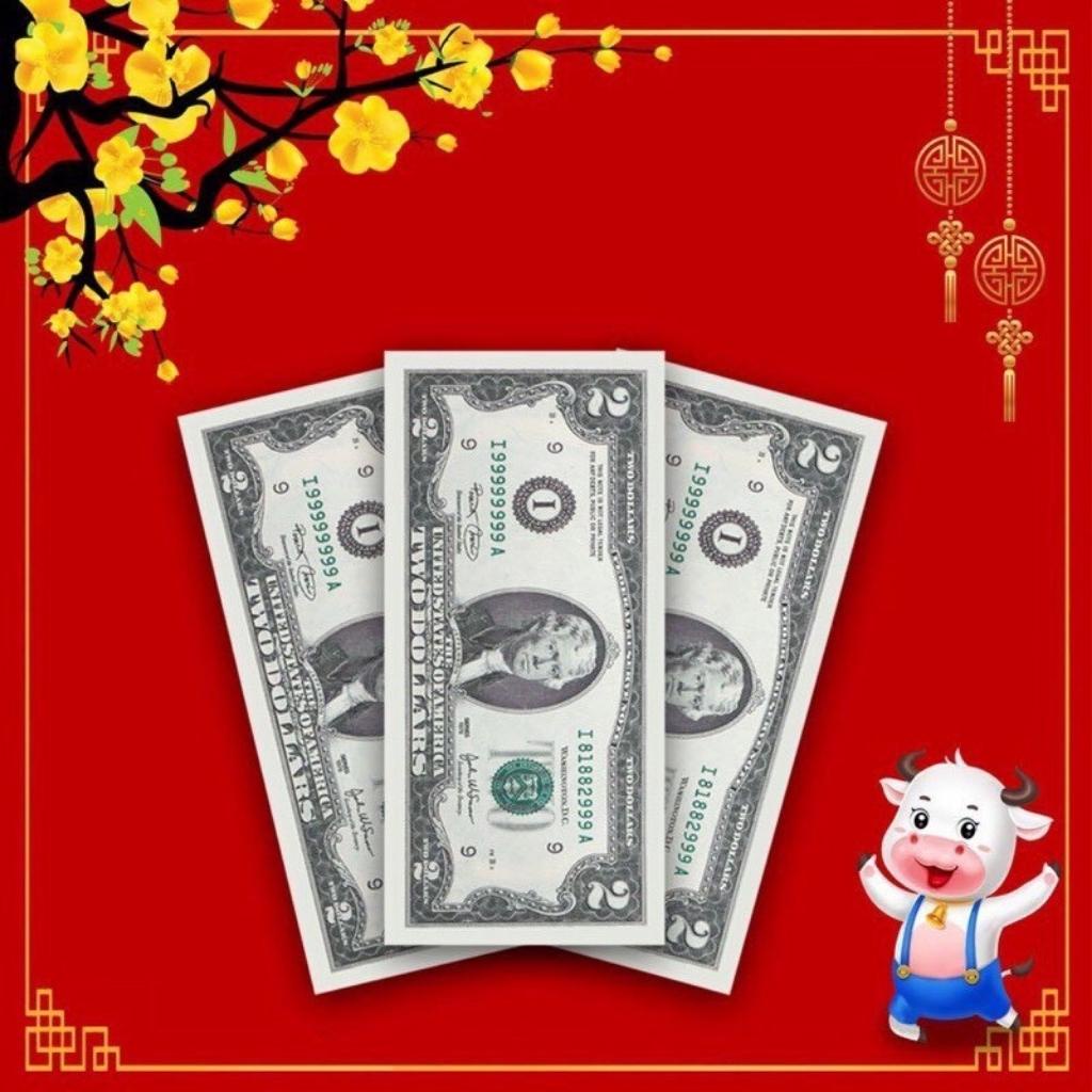 100 Bao Lì xì Đô La Cao Cấp 2 USD, 100USD( Giá Sỉ)