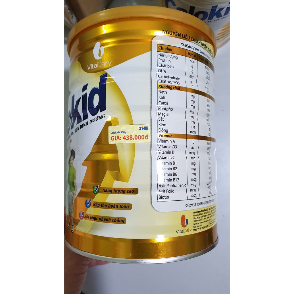 sữa bột Calokid cho trẻ biếng ăn 900g datet62021