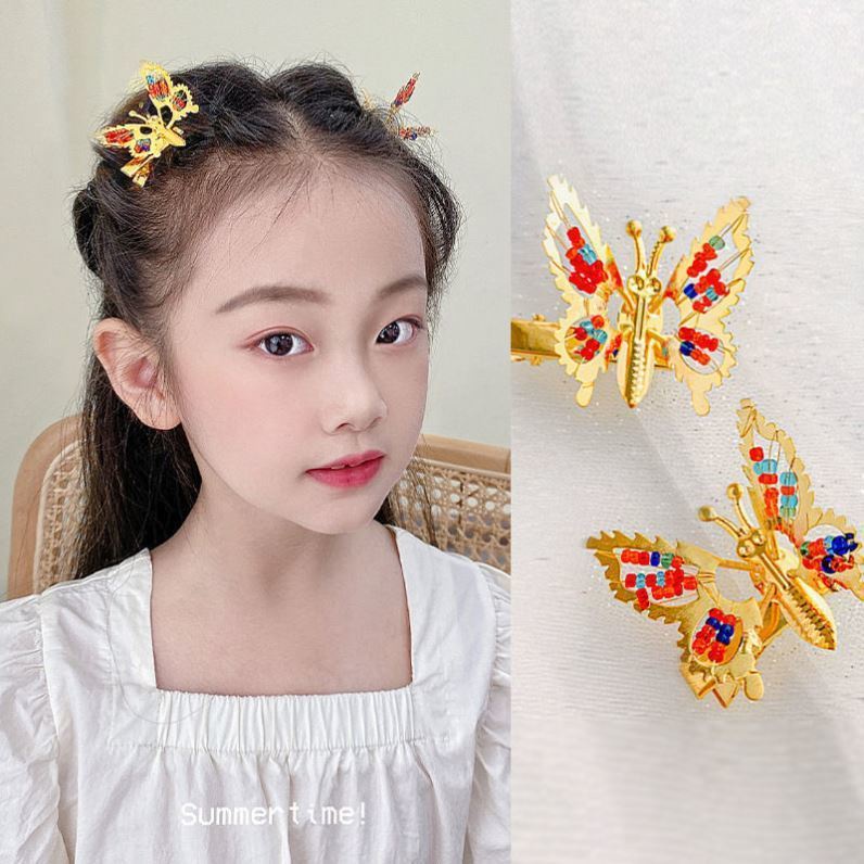 M &amp; E Kẹp Tóc Kim Loại Hình Bướm Lắc Lò Xo Phong Cách Mới Dễ Phối Đồ Cho Trẻ Em 8090