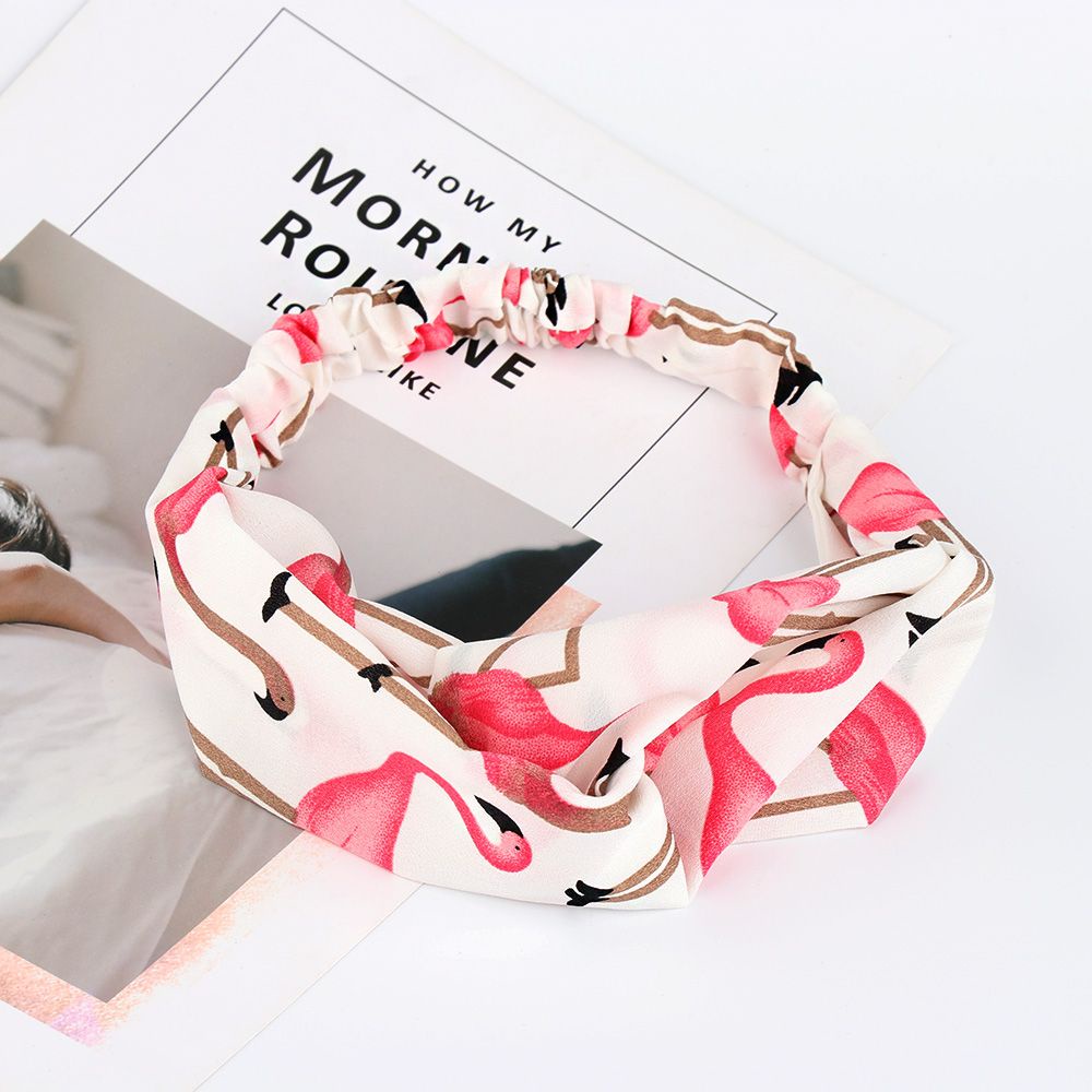 Băng đô cài tóc in họa tiết chim hồng hạc thời trang MIHAN1