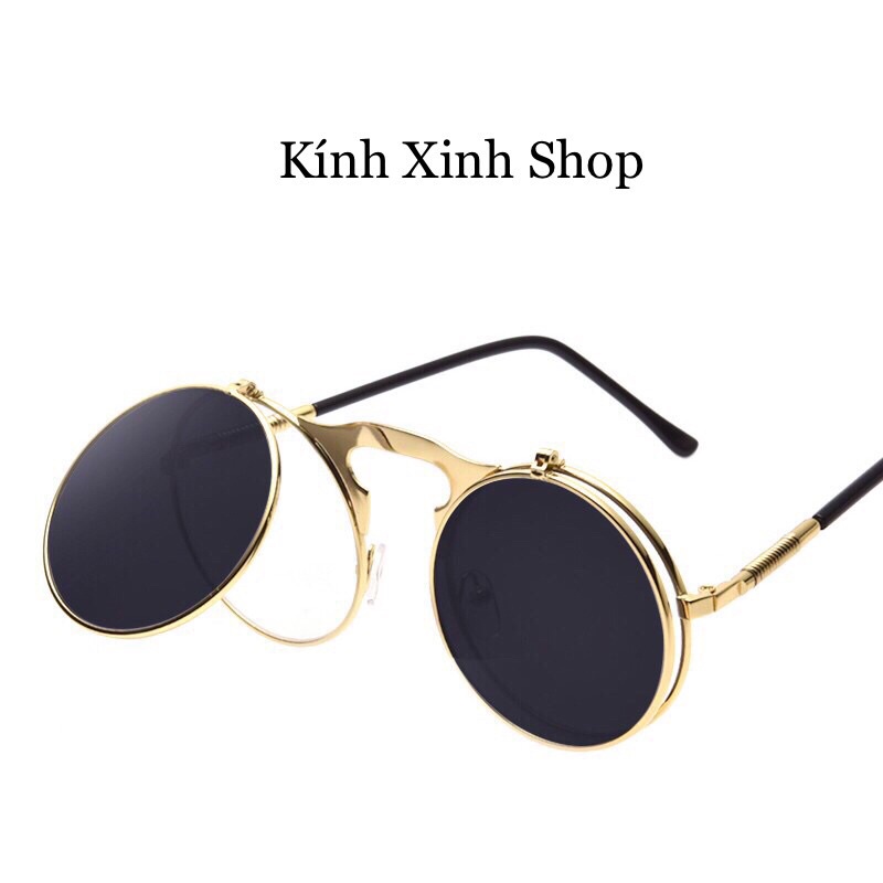 ♘▬☑Kính râm Bật nắp cao cấp 2 lớp lật lên - Tặng kèm đầy đủ phụ kiện hộp đựng và khăn lau
