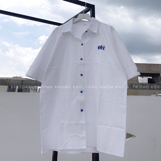 Áo sơ mi OH màu trắng unisex ảnh thật SSSTore
