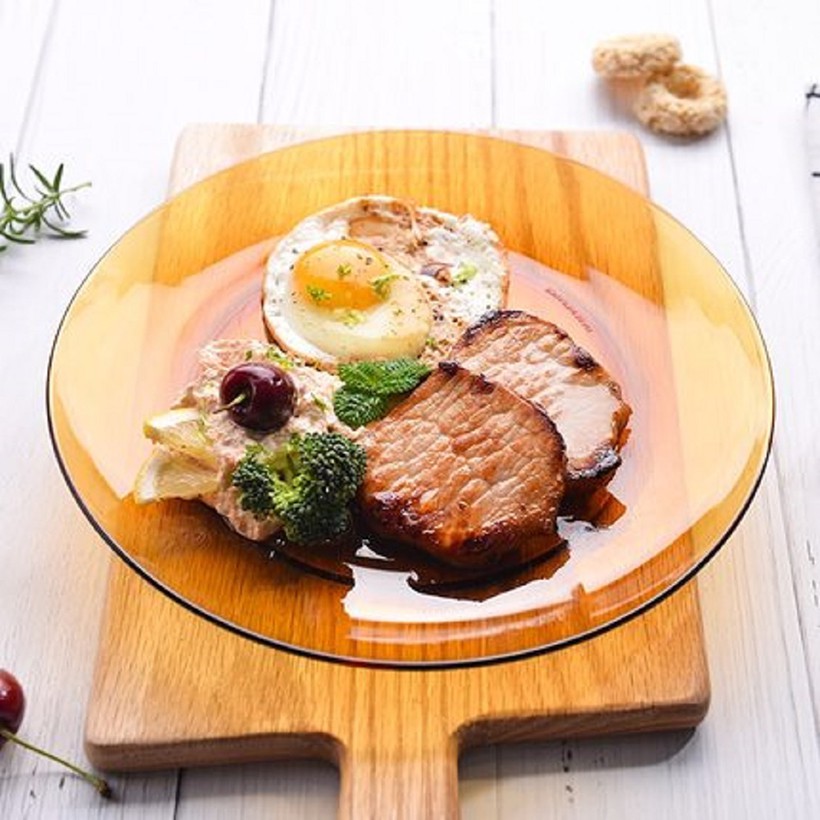 Bộ 2 dĩa D3008D Duralex - Lys vàng Amber 19 cm Thủy tinh cường lực cao cấp Pháp