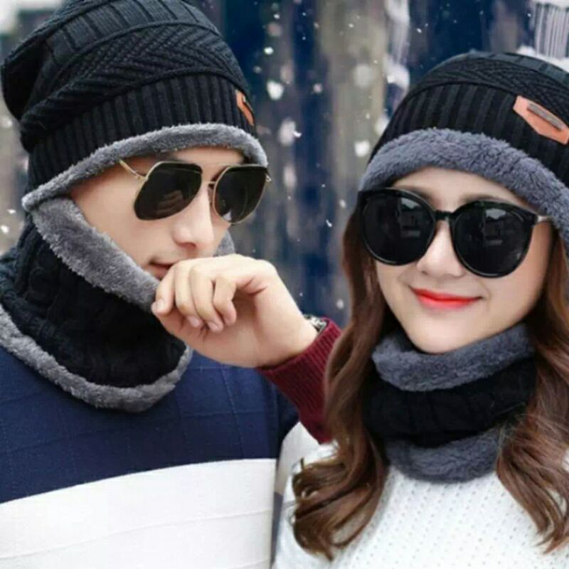 MŨ LEN KÈM KHĂN ỐNG LÓT LÔNG SIÊU ẤM