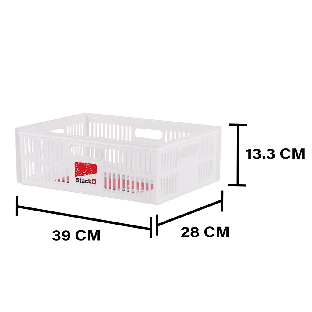 HomeBase STACKO Rổ nhựa để đồ có thể xếp chồng lên nhau Thái Lan W39xD28xH13.3cm Trắng