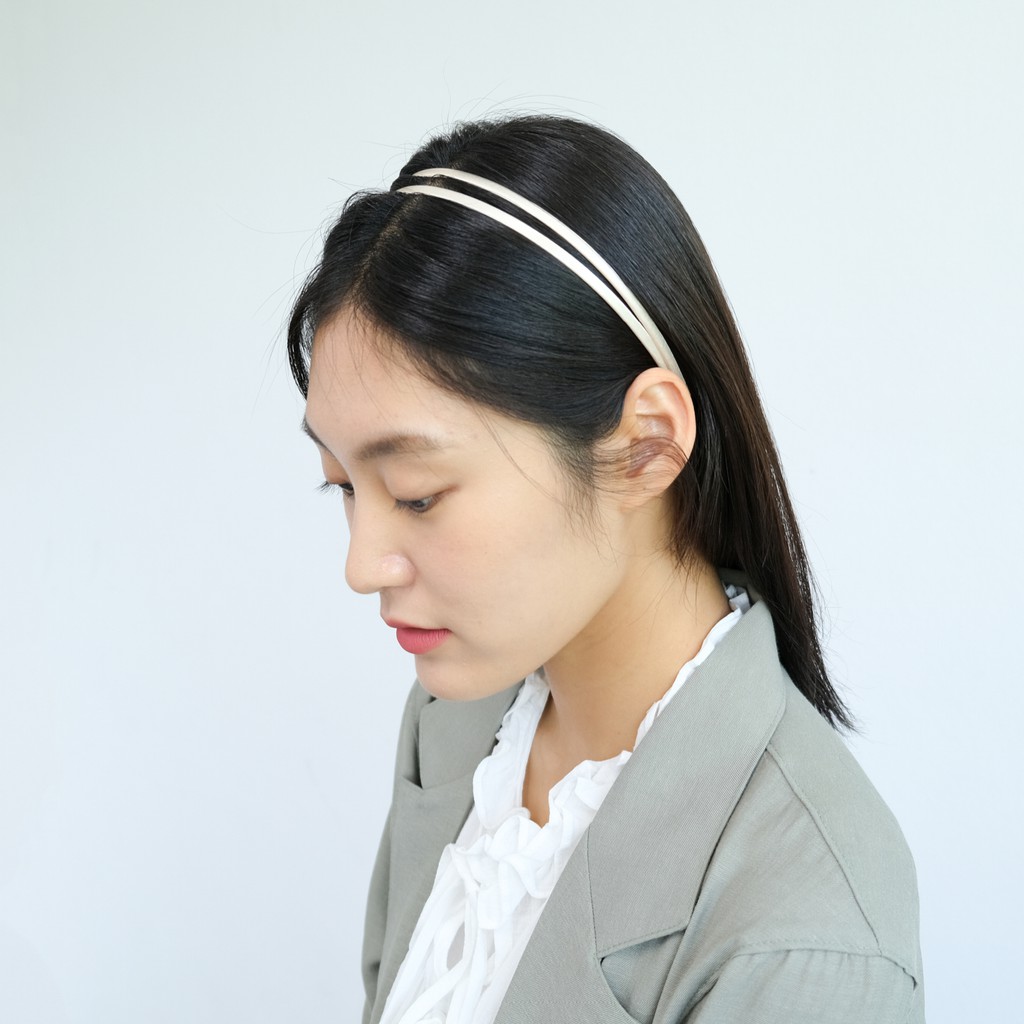 Glossy double headband - băng đô cài tóc đôi bọc vải lụa