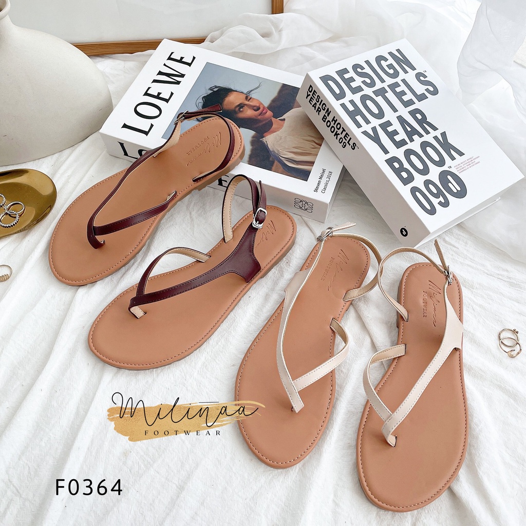 GIÀY SANDAL NỮ ĐẾ BỆT QUAI MÃNH KẸP CHỮ V HẬU KHOÉT GÀI F0364