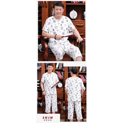 Bộ quần áo mặc nhà trung niên cho ông cho bố BDN01 bộ đồ trung niên nam vải lanh mát mịn
