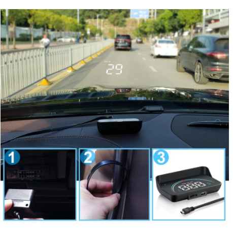 Màn hình hắt kính HUD M8 hiển thị tốc độ và cảnh báo tốc độ ô tô xe hơi cắm cổng OBD
