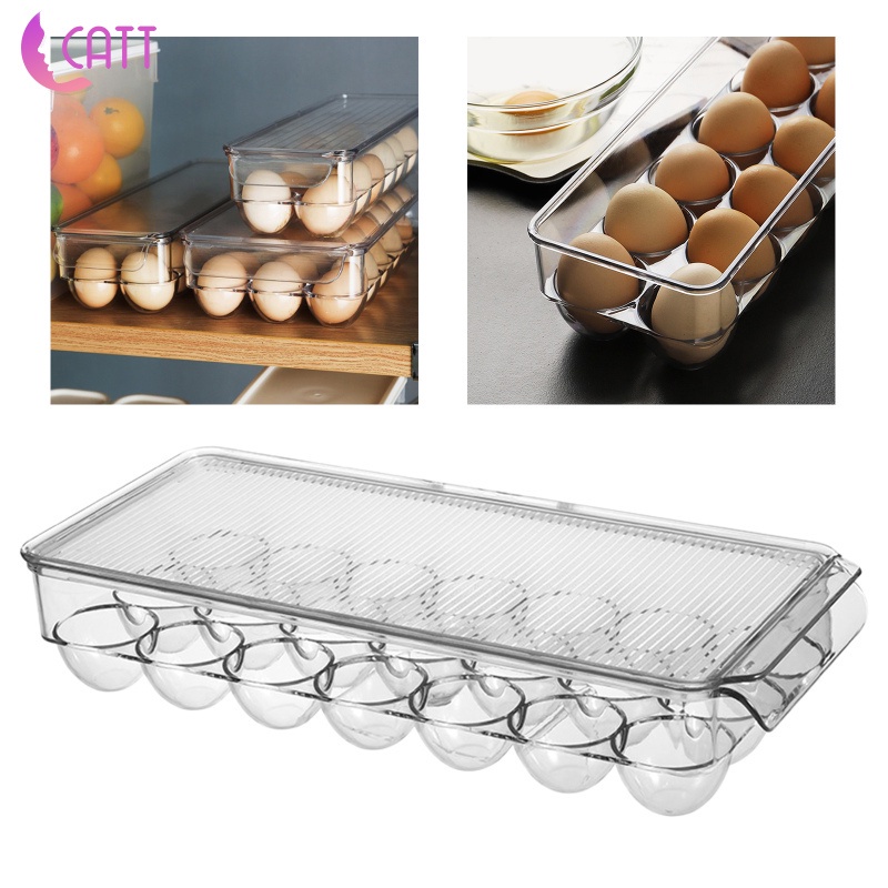Hộp Đựng Trứng Hình Chữ Nhật Trong Suốt Chống Bụi Tiết Kiệm Không Gian Cho Tủ Lạnh