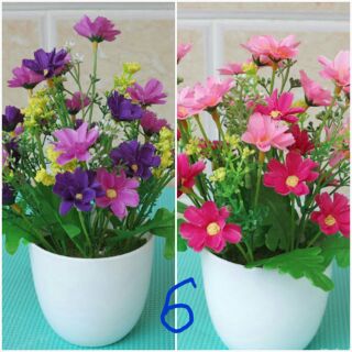 Combo 2 chậu hoa để bàn- hoa giả