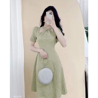 Đầm xoắn cổ dáng xòe dài siêu xinh