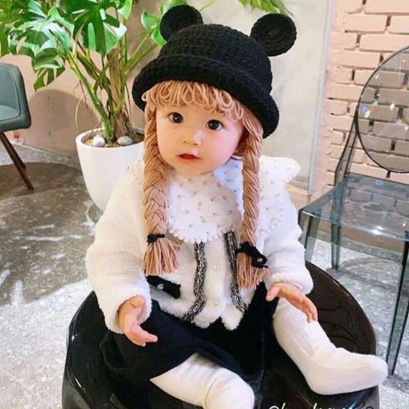 Nón len gấu 2 bính tóc