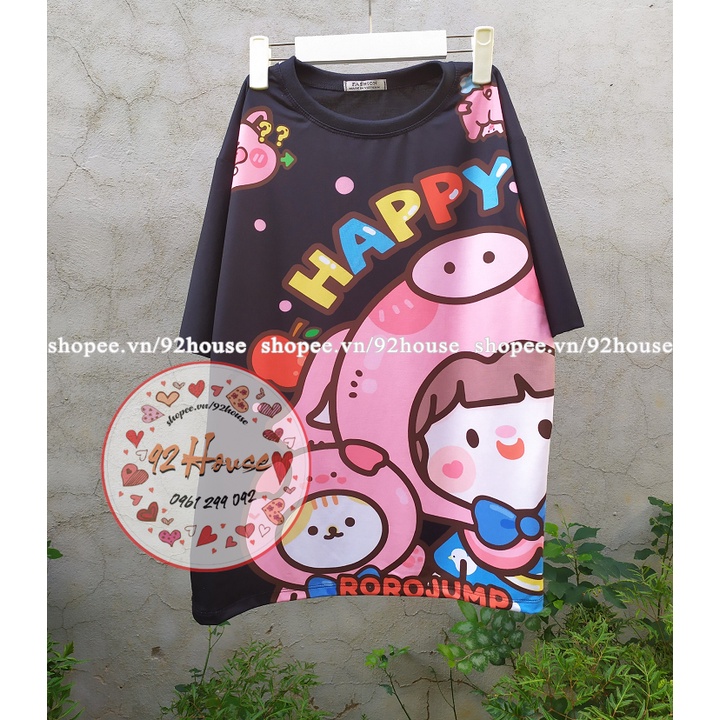 Đồ bộ cartoon hoạt hình bé heo hồng tay lỡ form rộng / Set bộ unisex freesize