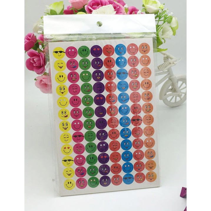 Set 10 tờ sticker táo, mặt cười, sao