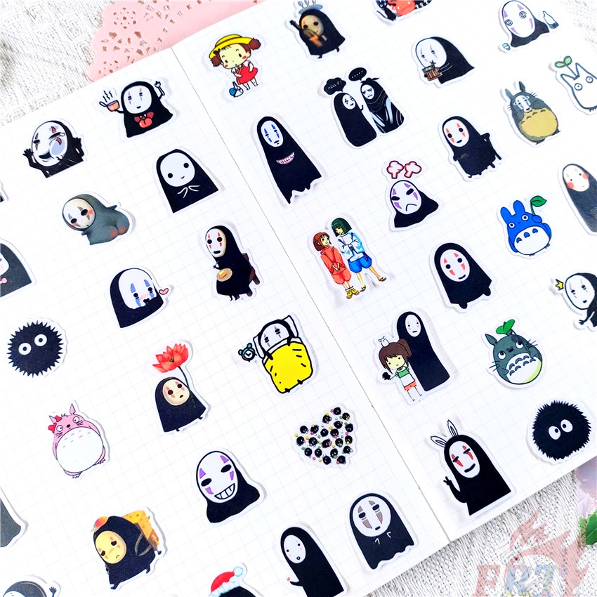 ★★★ Spirited Away. Sticker Dán Trang Trí Nhật Ký Mini Q-1 Hình Vô Diện Xinh Xắn ★★★ 48 Miếng Dán Decal Thời Trang Trang Trí Album