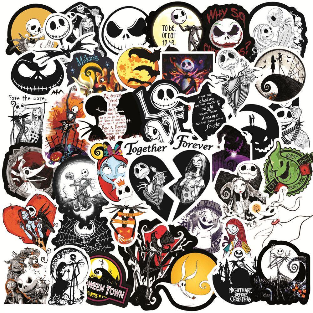 Bộ 50 Sticker Họa Tiết Hoạt Hình The Nightmare Before Christmas Để Trang Trí Cho Laptop Ván Trượt Tiện Dụng