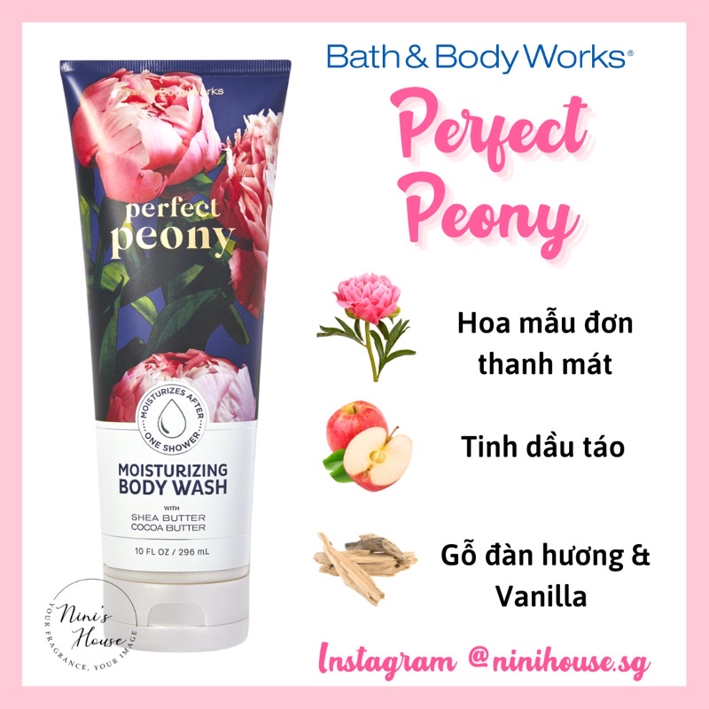 Kem tắm cấp ẩm Bath and Body Works Perfect Peony 295ml