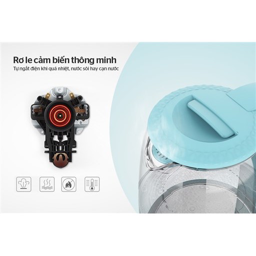 ẤM SIÊU TỐC THỦY TINH 1.8 L SUNHOUSE SHD1215 - màu xanh