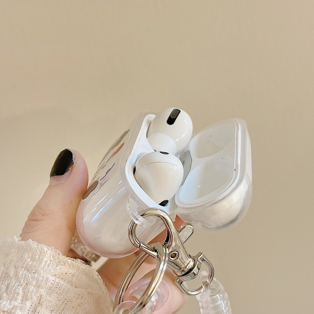 Vỏ Bảo Vệ Hộp Sạc Tai Nghe airpods 1 2 Pro 3rd Generation Pro 1/2 Trong Suốt Chống Sốc Họa Tiết Hoạt Hình Kèm Dây Đeo Kiểu Nhật Hàn