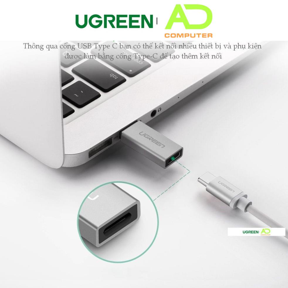 Adapter chuyển đổi USB 3.0 đực sang USB 3.1 Type C cái UGREEN US204 US276  dùng cho PC, laptop,book, điện thoại