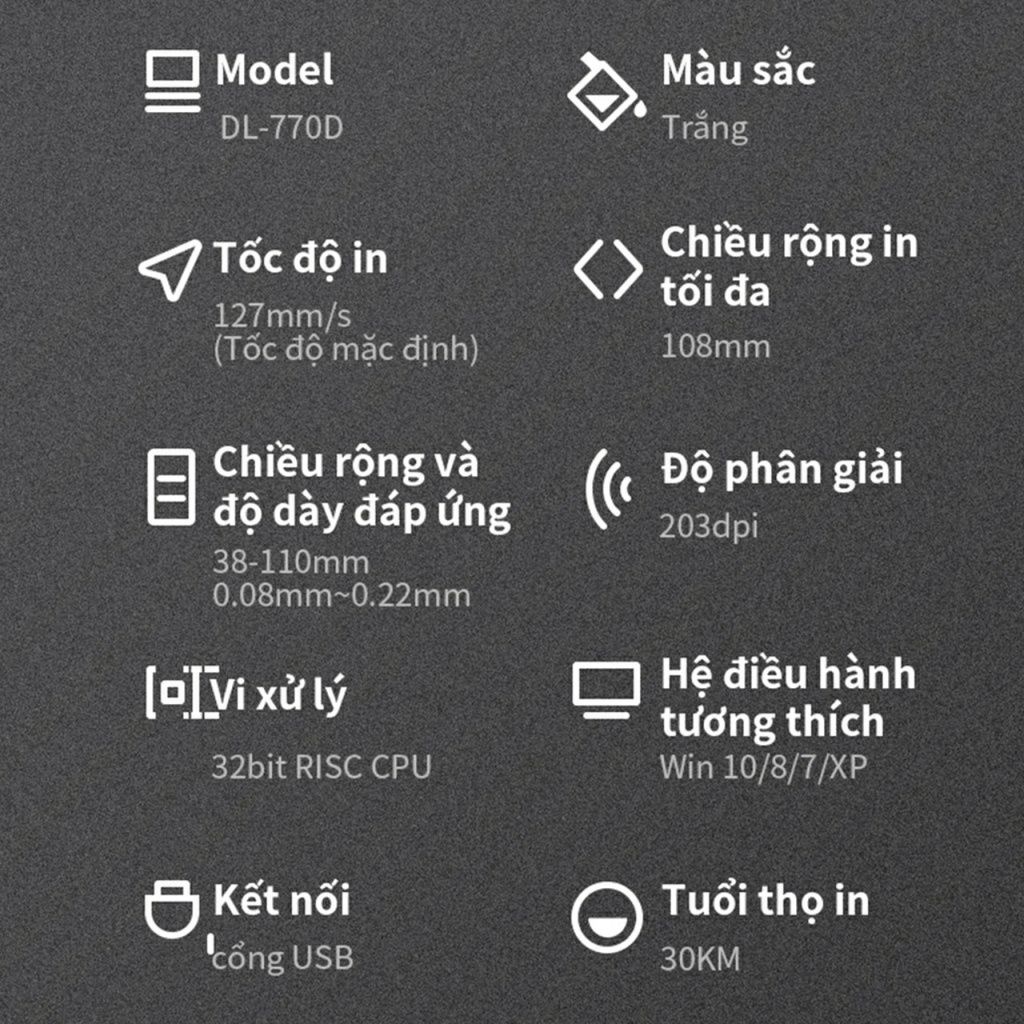 Máy in đơn hàng nhiệt tem mã vạch vận đơn hóa đơn A6 100x150mm Deli DL770 - Kết nối USB, tốc độ in 1 đơn/s DL-770D