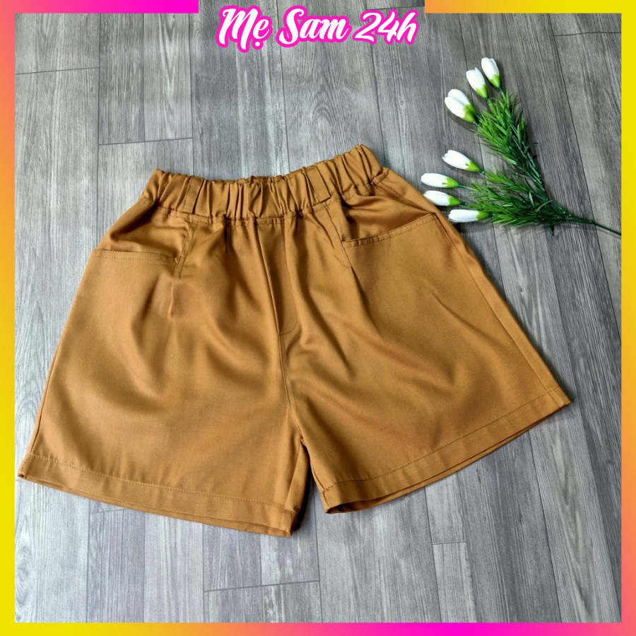 Quần short nữ cạp cao, quần đùi nữ ống rộng Mẹ Sam 24h, chất liệu kaki bền mát, form trẻ trung QH.52
