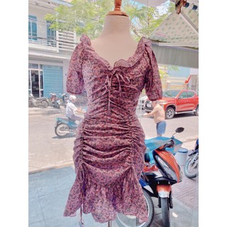 đầm nhún eo rút dây hông