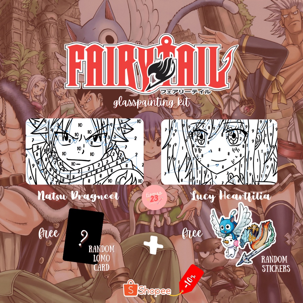 [KIT TÔ MÀU] tranh kính glasspainting FAIRY TAIL - Natsu, Lucy