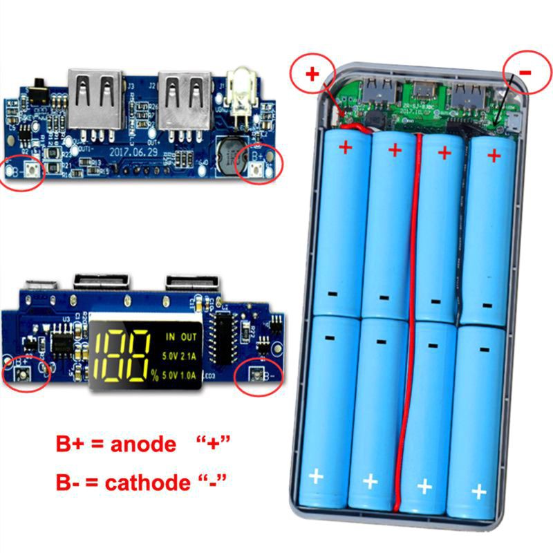 FUN Universal 5V 2A 3 USB Ports Power Bank Case Kit DIY 8X 18650 Battery Charger Box DIY