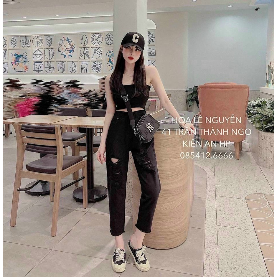 Quần baggy bữ, quần baggy bò rách 2 bên siêu xinh