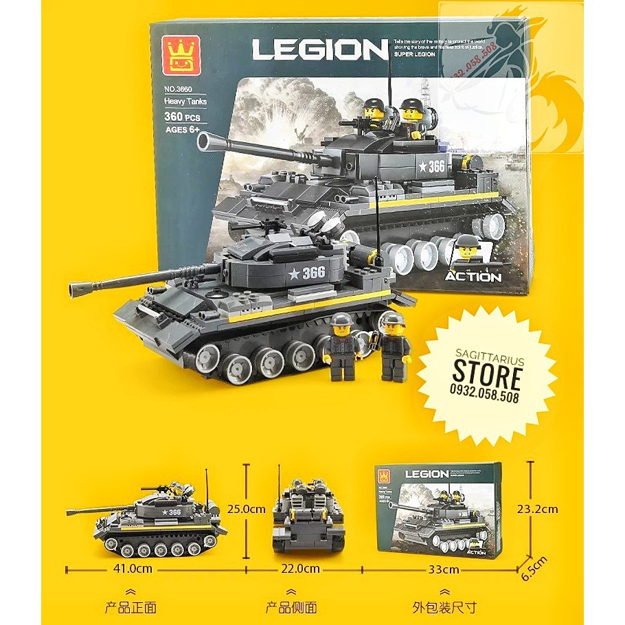 Lego Wange 3660 Lắp Ráp Xe Tăng Hạng Nặng - Heavy Tank