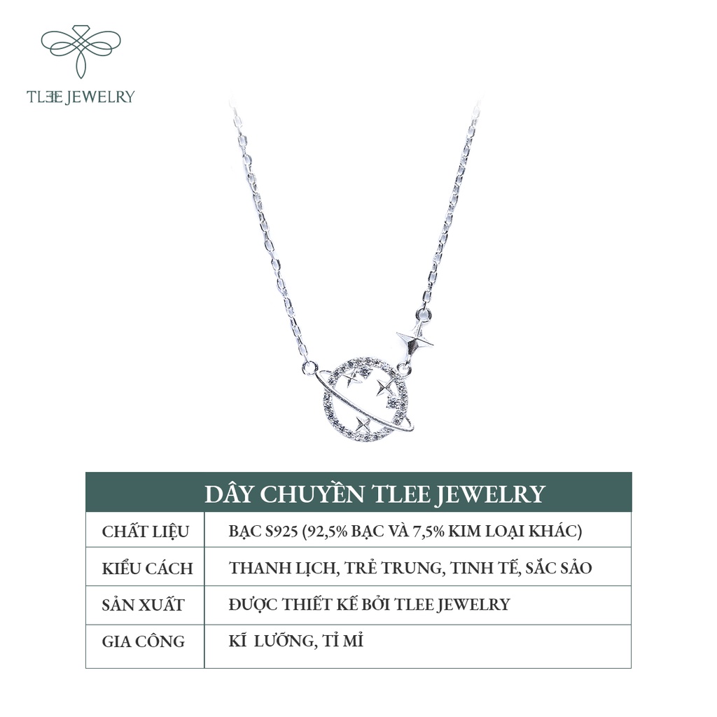 Dây chuyền bạc nữ TLEE mặt hành tinh galaxy nạm đá lấp lánh NCJ D0105