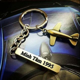 Móc Khóa Khắc Tên Kim Loại Kèm Charm