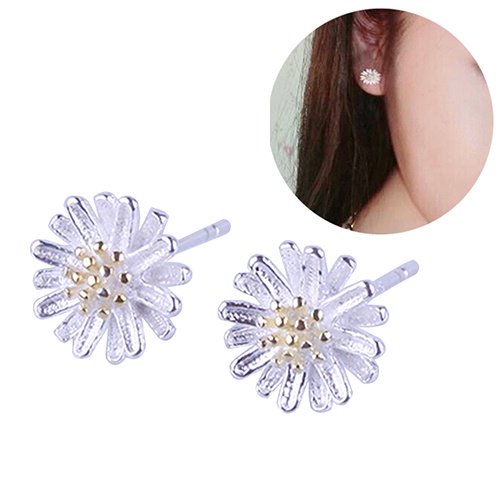 Đôi khuyên tai bạc tạo hình hoa hướng dương dễ thương dành cho nữ