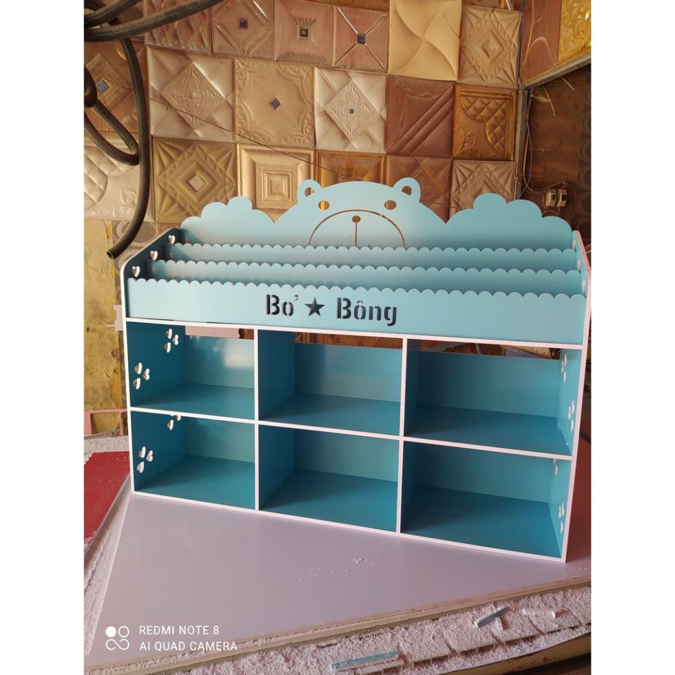 Kệ sách cho bé hình Gấu 2 tầng ngăn chứa đồ full bộ có vít