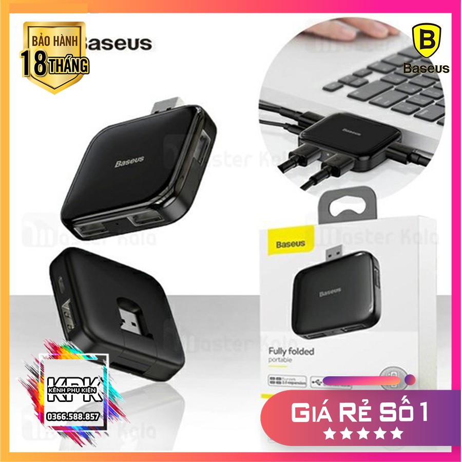 Bộ Hub chia cổng USB tốc độ cao Baseus Fully Folded Portable 4-in-1 (USB A to USB2.0*4 Ports with power supply)