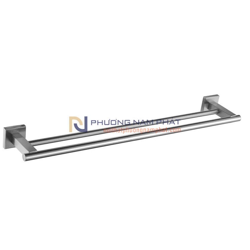 Máng Khăn Treo Tường Nhà Tắm 100% INOX 304 MK6 thanh treo khăn đôi trục vuông chắc chắn đế đúc dày inox 304 chống han gỉ