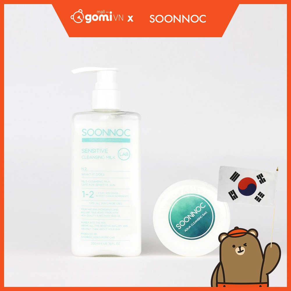  Combo Làm Sạch Sâu Da Mặt Soonnoc Sensitive Cleansing Milk & Aqua Cleasing Bar GomiMall