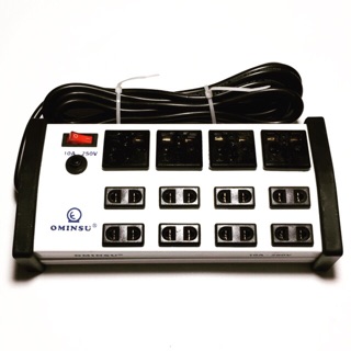 Ổ cắm chống cháy chuyên dụng 12 lỗ đa năng Ominsu bọc kim loại, có rơ le tự ngắt