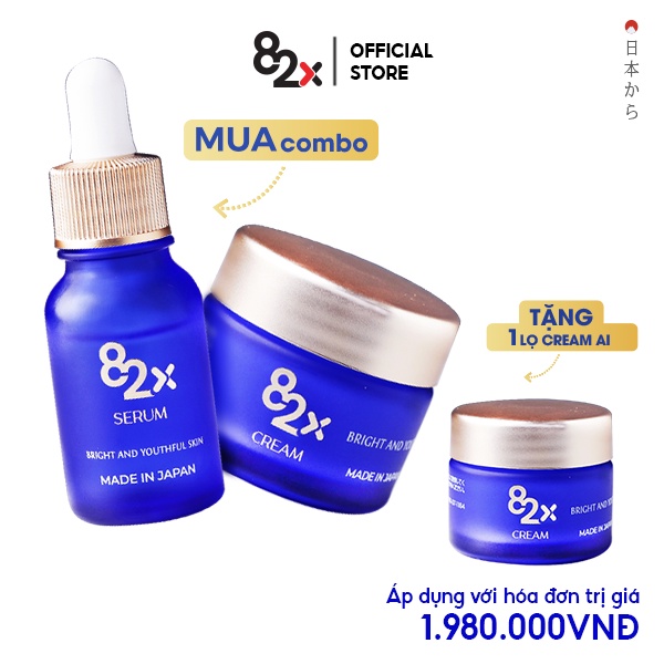 82X- Bộ đôi AI STEM CELL SERUM & CREAM dưỡng trắng, chống lão hóa hoàn hảo đến từ Nhật Bản với 10ml/chai và 10mg/hộp.