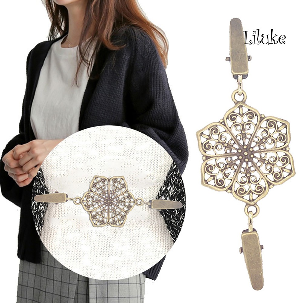 Kẹp Áo Khoác Cardigan Hai Đầu Họa Tiết Hoa Vintage Thời Trang Cho Nữ